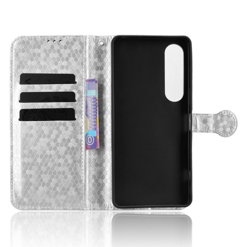 Leren Hoesje Sony Xperia 1 Vii Glanzende Stippen Bescherming Hoesje