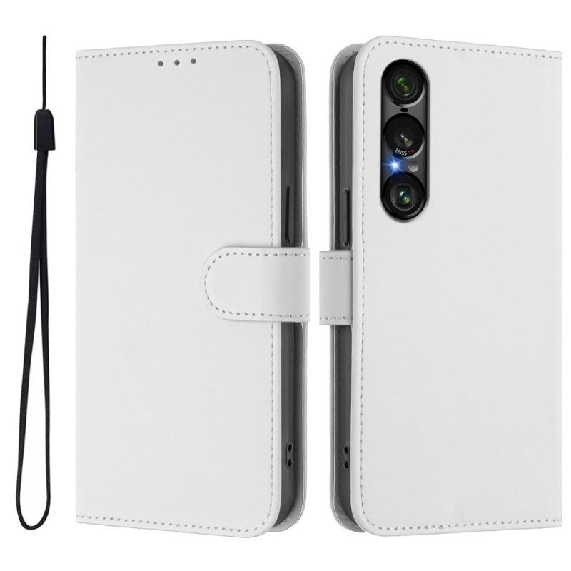Leren Hoesje Sony Xperia 1 Vii Monochroom Bescherming Hoesje