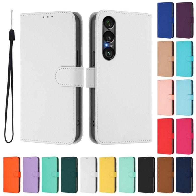Leren Hoesje Sony Xperia 1 Vii Monochroom Bescherming Hoesje