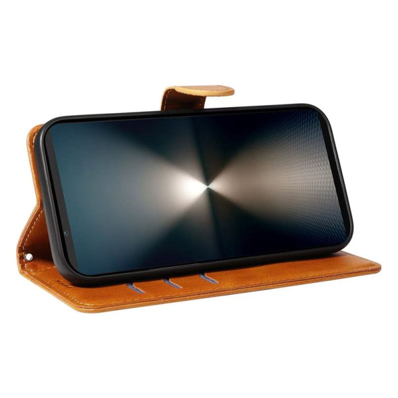 Leren Hoesje Sony Xperia 1 Vii T-lijnen Bescherming Hoesje