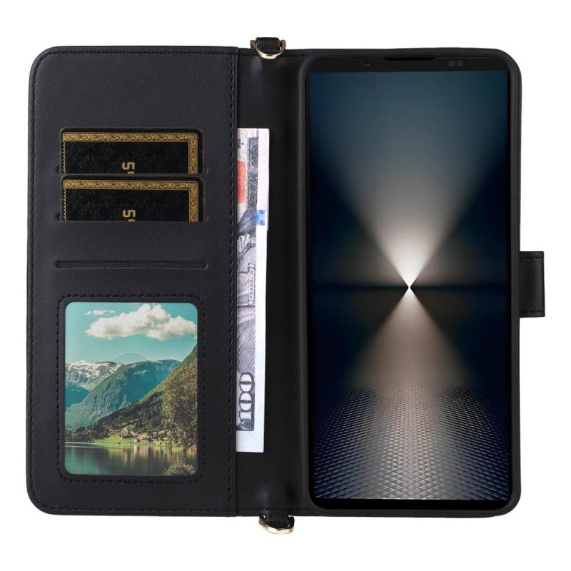 Leren Hoesje Voor Sony Xperia 1 Vii Gewatteerd Met Riem En Schouderriem