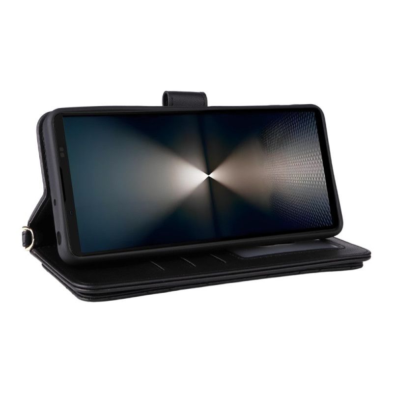 Leren Hoesje Voor Sony Xperia 1 Vii Gewatteerd Met Riem En Schouderriem