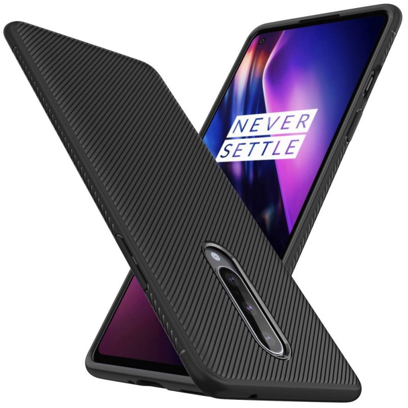 Case Hoesje OnePlus 8 Donkerblauw Zwart Telefoonhoesje Keperstof Uit De Jazzserie