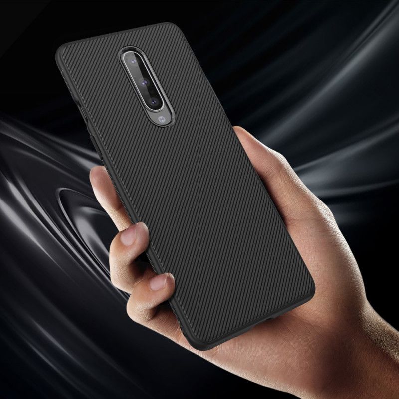 Case Hoesje OnePlus 8 Donkerblauw Zwart Telefoonhoesje Keperstof Uit De Jazzserie