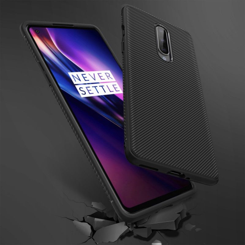 Case Hoesje OnePlus 8 Donkerblauw Zwart Telefoonhoesje Keperstof Uit De Jazzserie