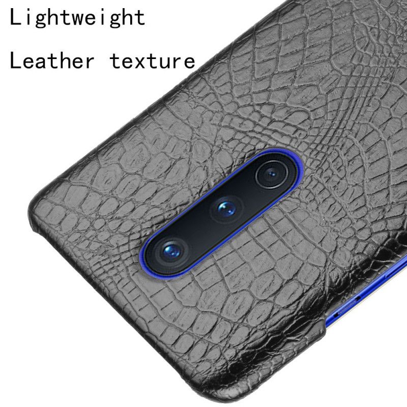 Case Hoesje OnePlus 8 Roze Zwart Telefoonhoesje Krokodillenhuideffect