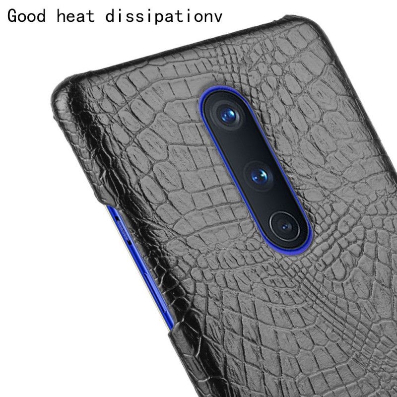 Case Hoesje OnePlus 8 Roze Zwart Telefoonhoesje Krokodillenhuideffect