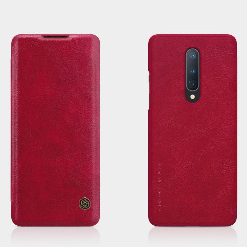 Folio-hoesje OnePlus 8 Bruin Rood Nillkin Qin-Reeks