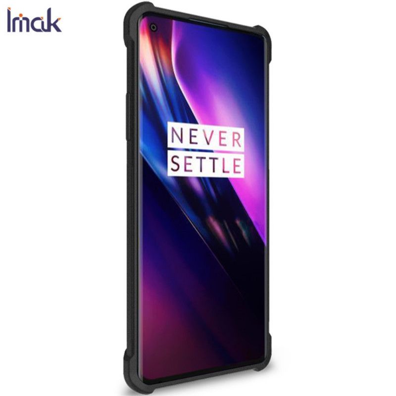 Hoesje OnePlus 8 Grijs Zwart Flexibele Siliconen Met Imak-Schermfolie