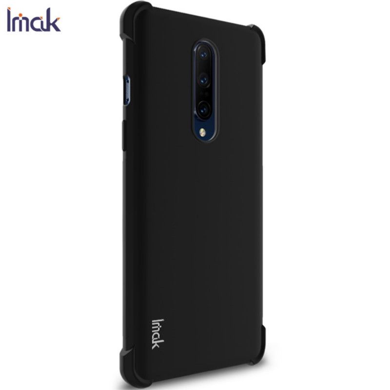 Hoesje OnePlus 8 Grijs Zwart Flexibele Siliconen Met Imak-Schermfolie