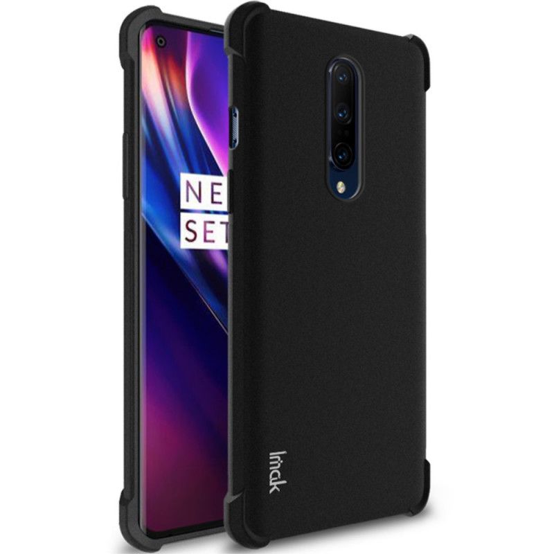 Hoesje OnePlus 8 Grijs Zwart Flexibele Siliconen Met Imak-Schermfolie