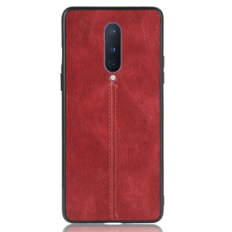 Hoesje OnePlus 8 Rood Gestikt Leereffect