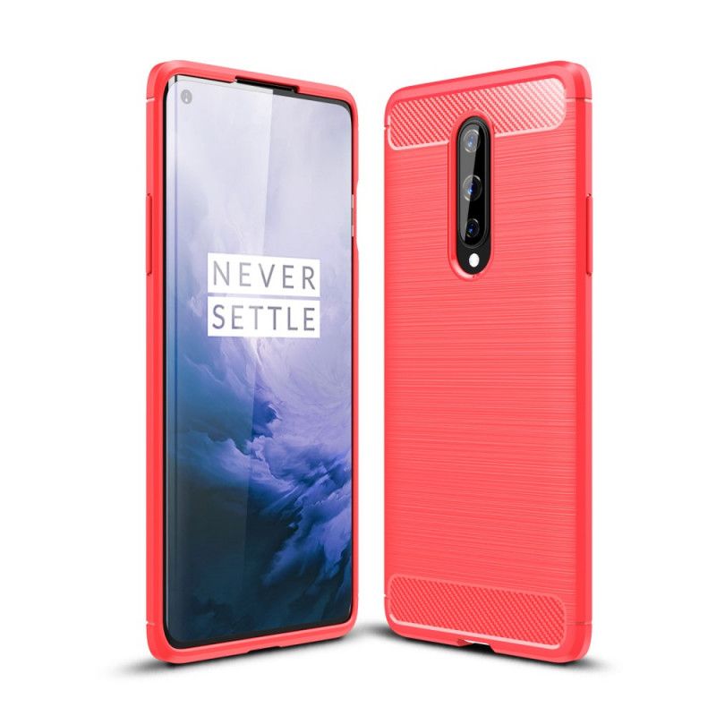 Hoesje OnePlus 8 Rood Zwart Geborsteld Koolstofvezel