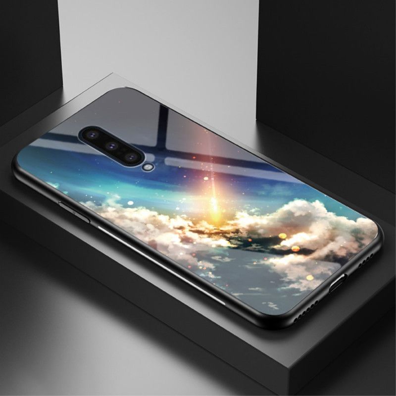 Hoesje OnePlus 8 Turkoois Grijs Schoonheid Gehard Glas