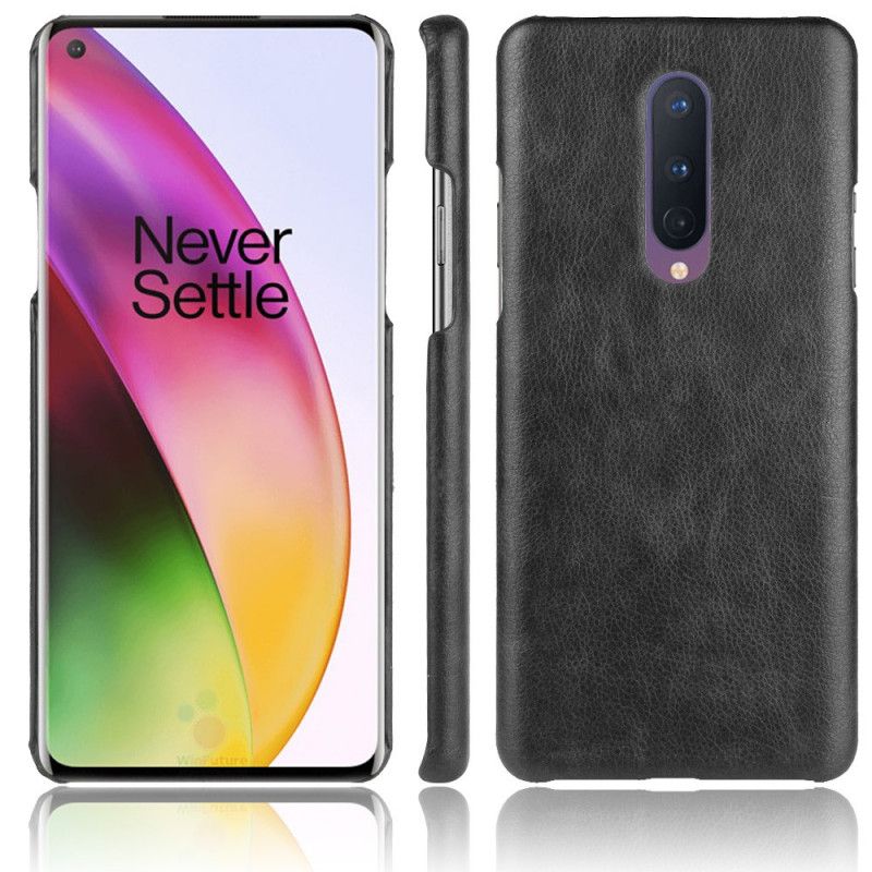 Hoesje voor OnePlus 8 Grijs Zwart Prestatie Lychee Leereffect