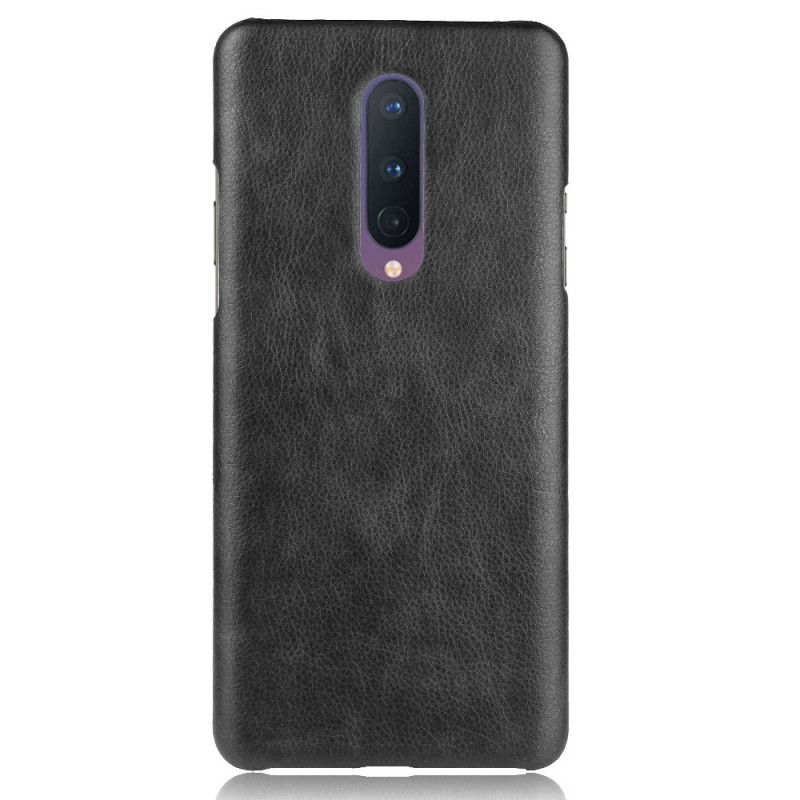 Hoesje voor OnePlus 8 Grijs Zwart Prestatie Lychee Leereffect