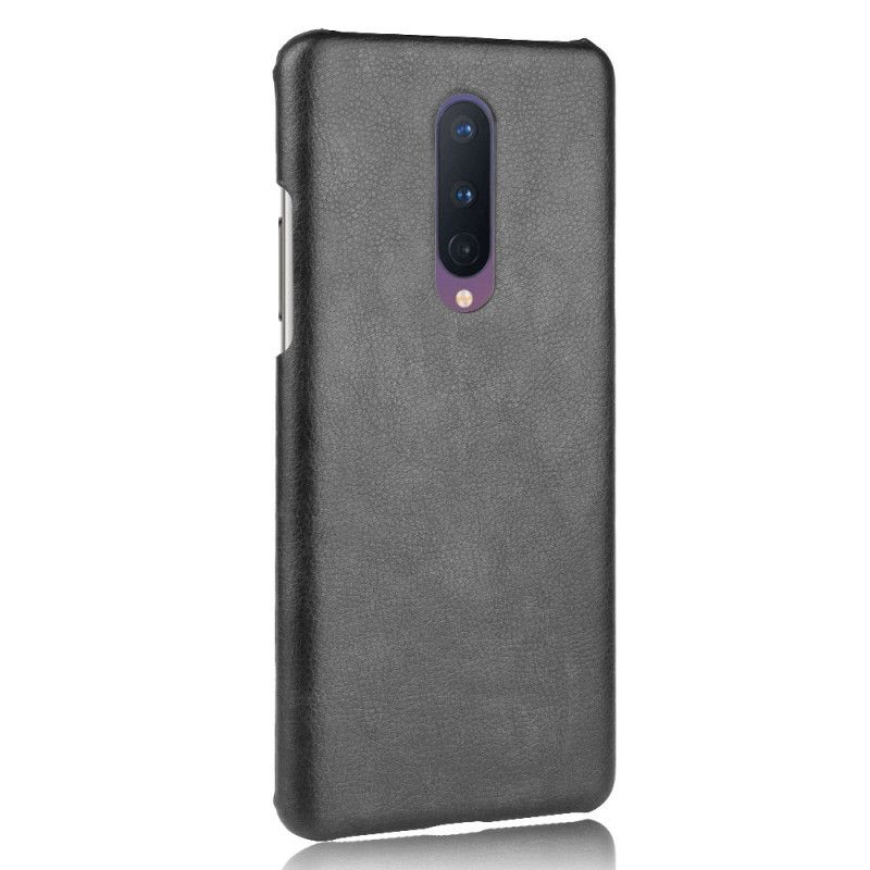 Hoesje voor OnePlus 8 Grijs Zwart Prestatie Lychee Leereffect