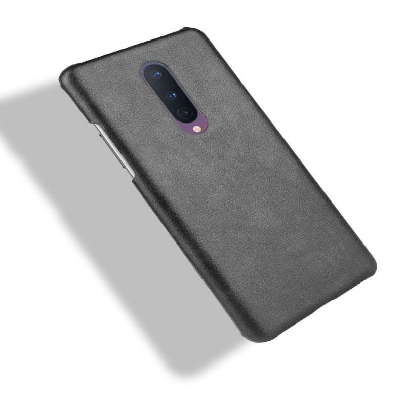 Hoesje voor OnePlus 8 Grijs Zwart Prestatie Lychee Leereffect