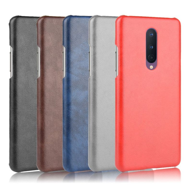 Hoesje voor OnePlus 8 Grijs Zwart Prestatie Lychee Leereffect