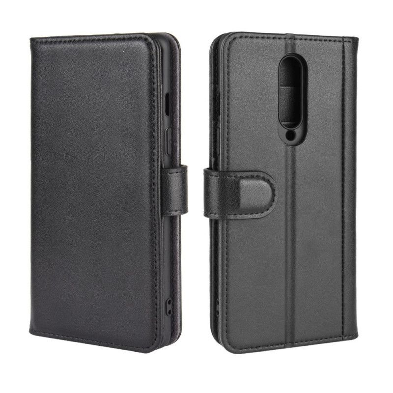 Leren Hoesje voor OnePlus 8 Bruin Zwart Splitleer