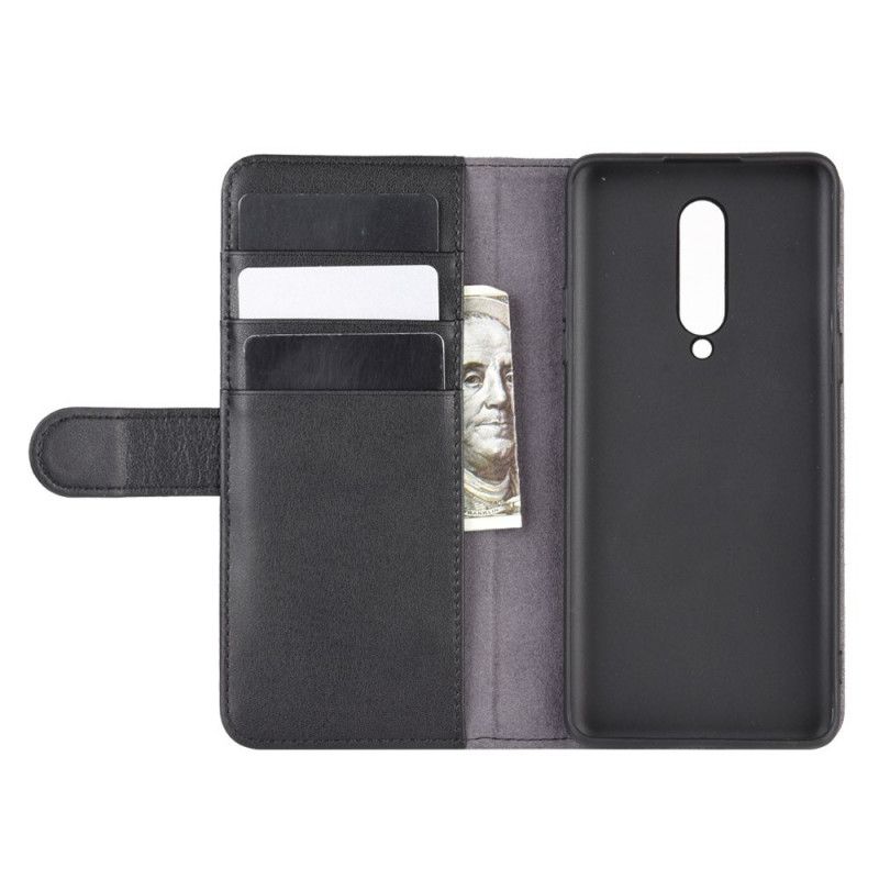 Leren Hoesje voor OnePlus 8 Bruin Zwart Splitleer