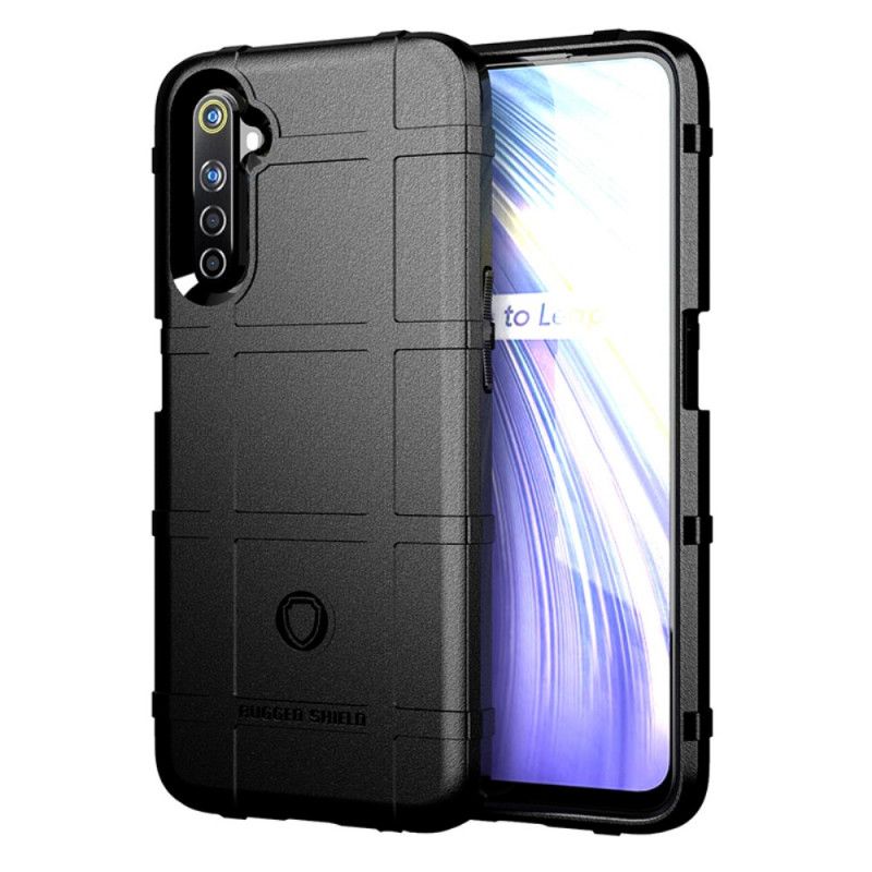 Cover Hoesje Realme 6 Grijs Zwart Telefoonhoesje Robuust Schild