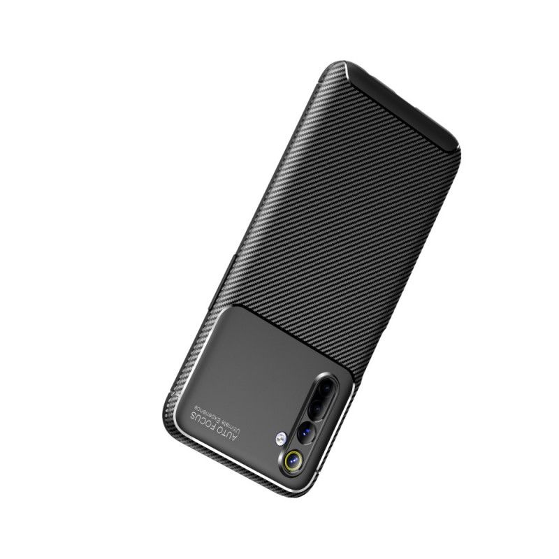 Hoesje Realme 6 Donkerblauw Zwart Flexibele Koolstofvezeltextuur