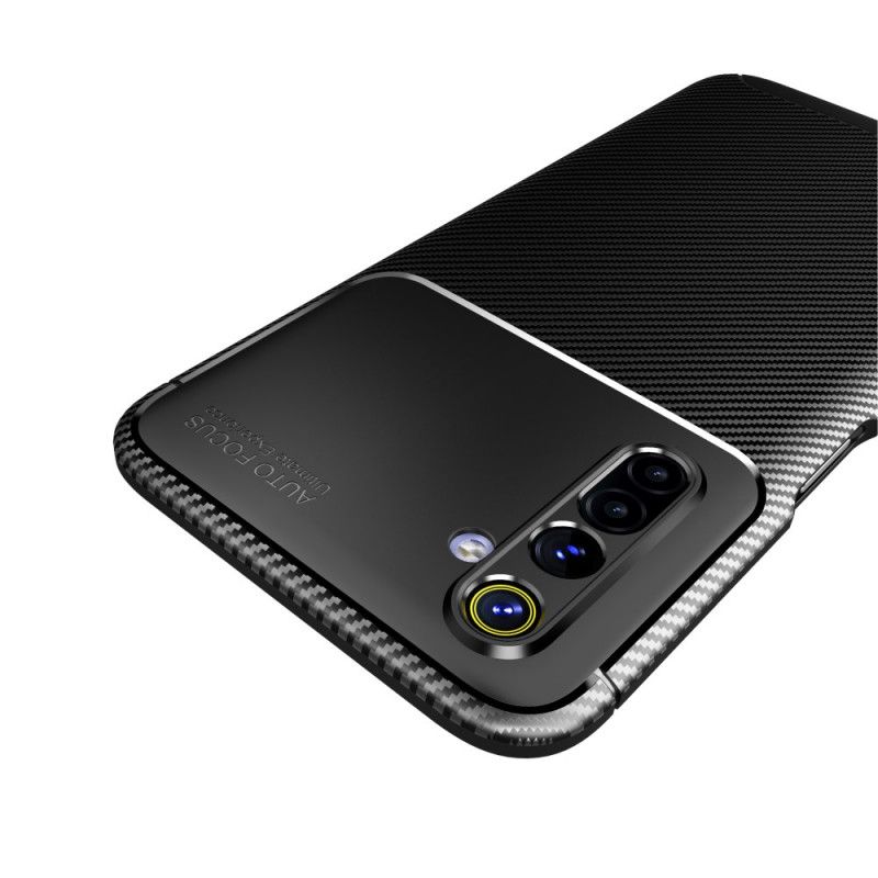 Hoesje Realme 6 Donkerblauw Zwart Flexibele Koolstofvezeltextuur