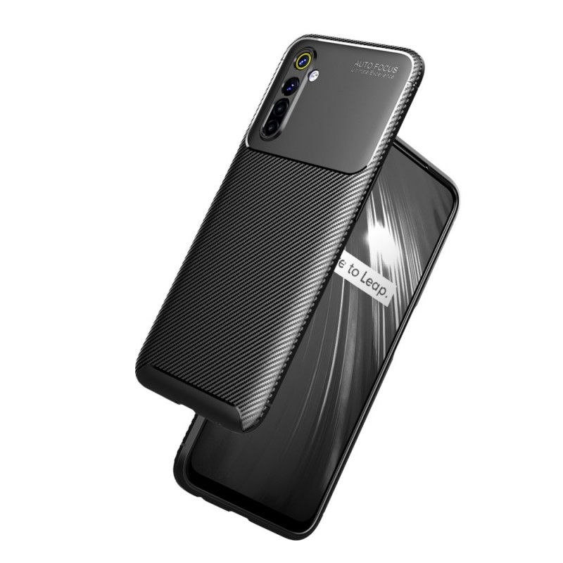 Hoesje Realme 6 Donkerblauw Zwart Flexibele Koolstofvezeltextuur