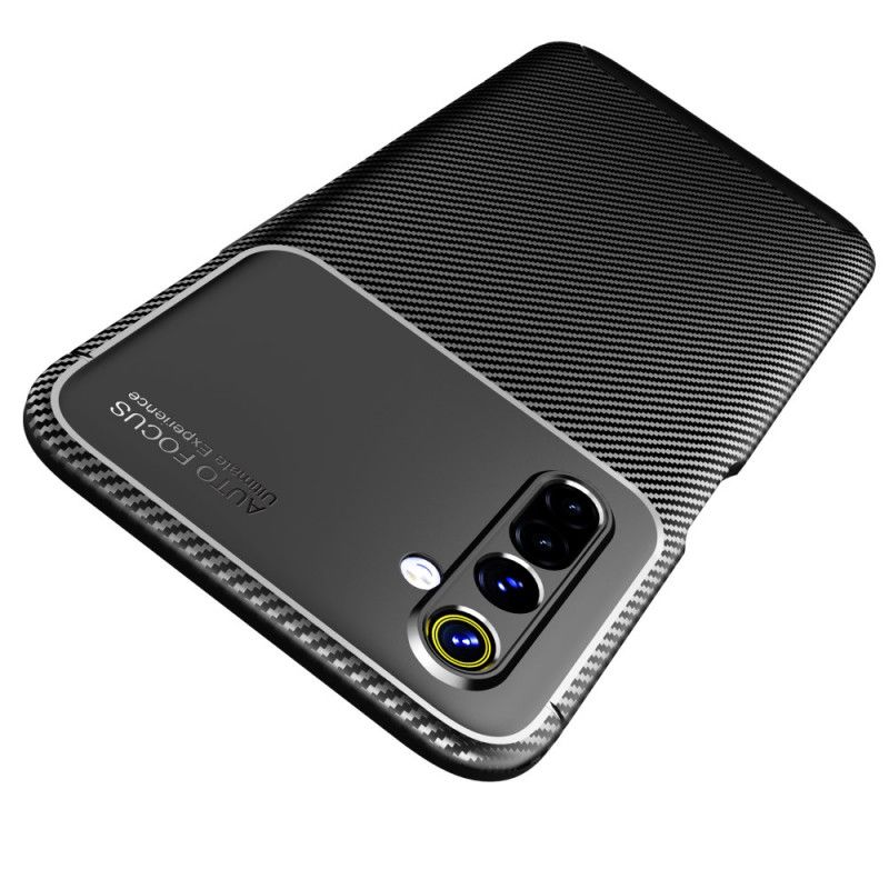 Hoesje Realme 6 Donkerblauw Zwart Flexibele Koolstofvezeltextuur