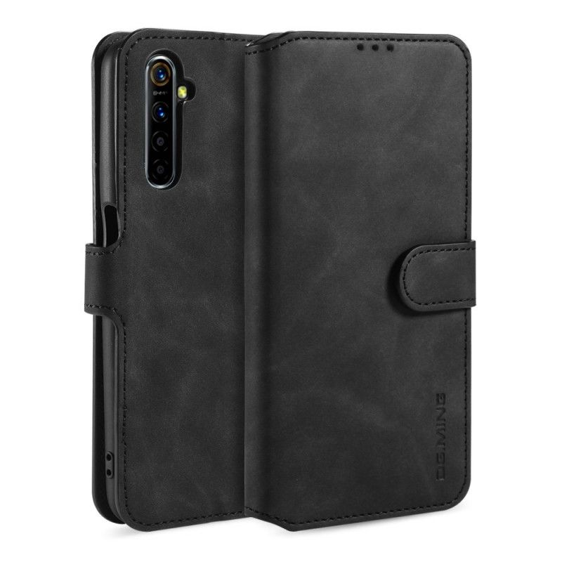 Leren Hoesje Realme 6 Grijs Zwart Vintage Khazneh Leereffect