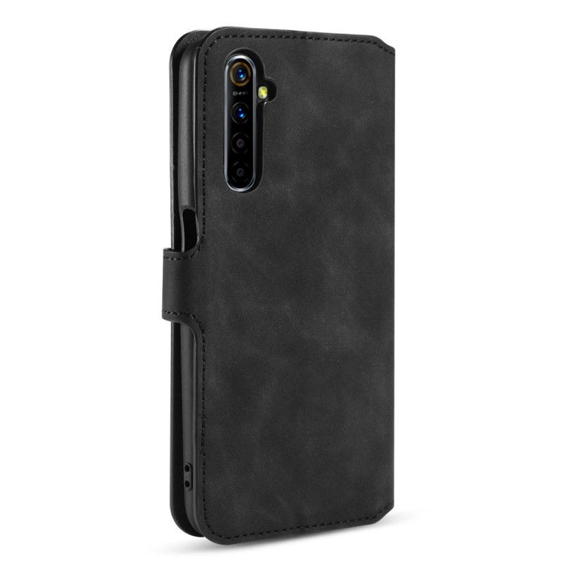 Leren Hoesje Realme 6 Grijs Zwart Vintage Khazneh Leereffect