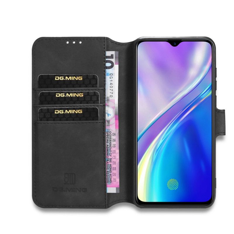 Leren Hoesje Realme 6 Grijs Zwart Vintage Khazneh Leereffect