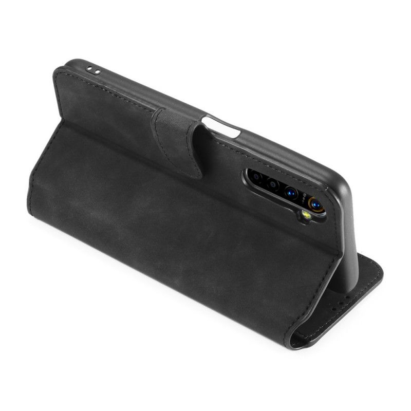 Leren Hoesje Realme 6 Grijs Zwart Vintage Khazneh Leereffect