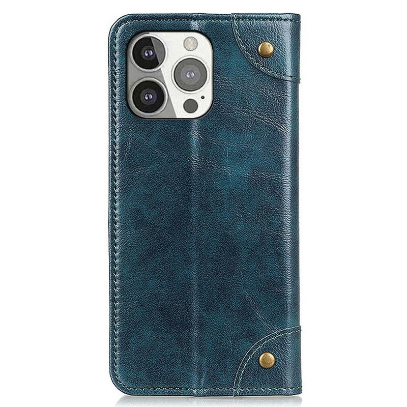 Folio-hoesje iPhone 13 Pro Telefoonhoesje Vintage Klinknagels