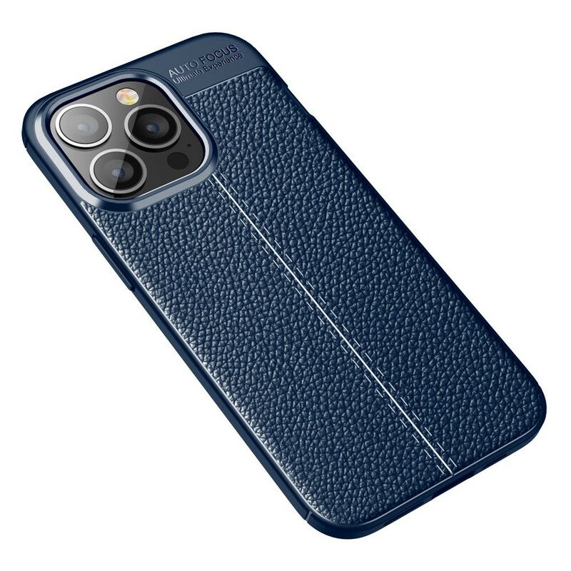 Hoesje iPhone 13 Pro Dubbellijnig Litchi-leereffect