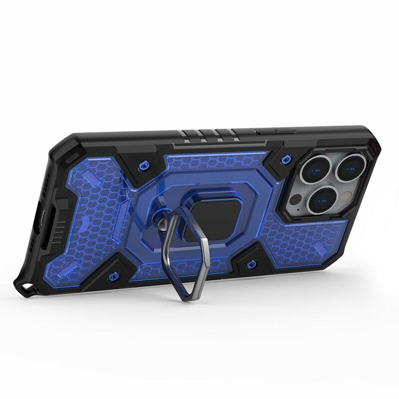 Hoesje iPhone 13 Pro Honingraat Met Ring Bescherming Hoesje