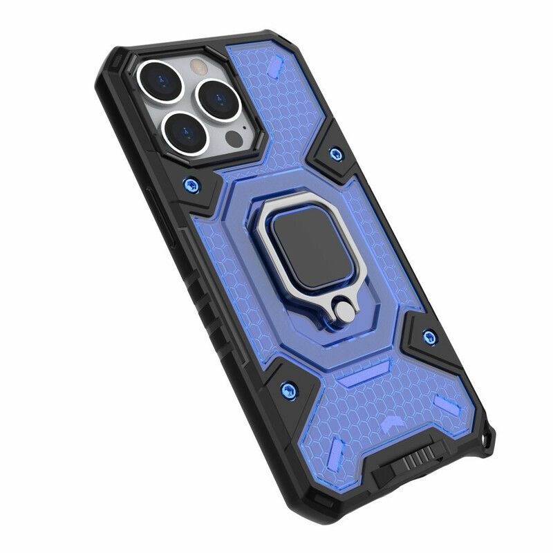 Hoesje iPhone 13 Pro Honingraat Met Ring Bescherming Hoesje