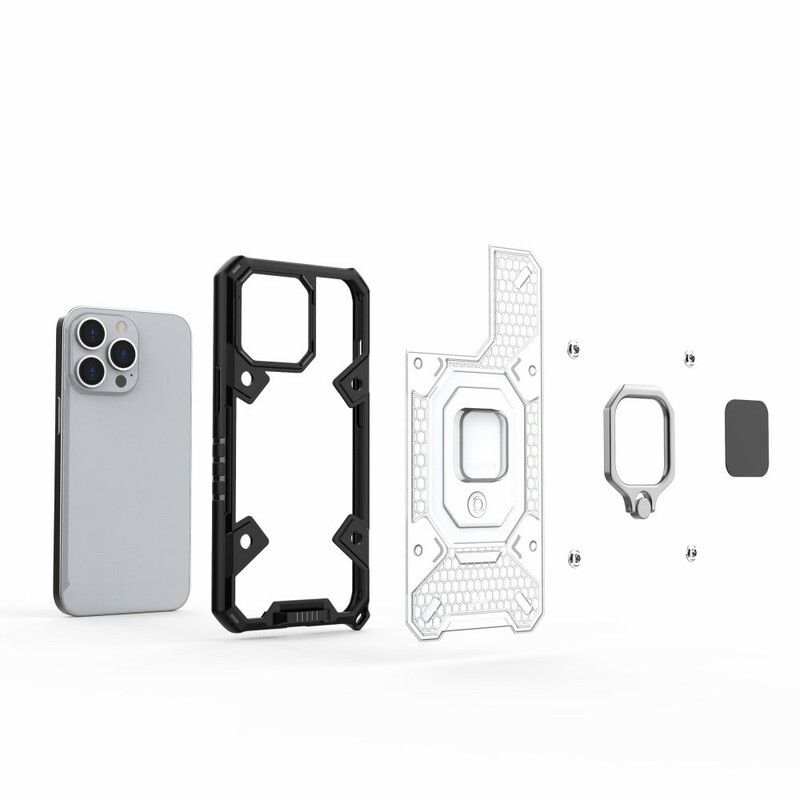 Hoesje iPhone 13 Pro Honingraat Met Ring Bescherming Hoesje