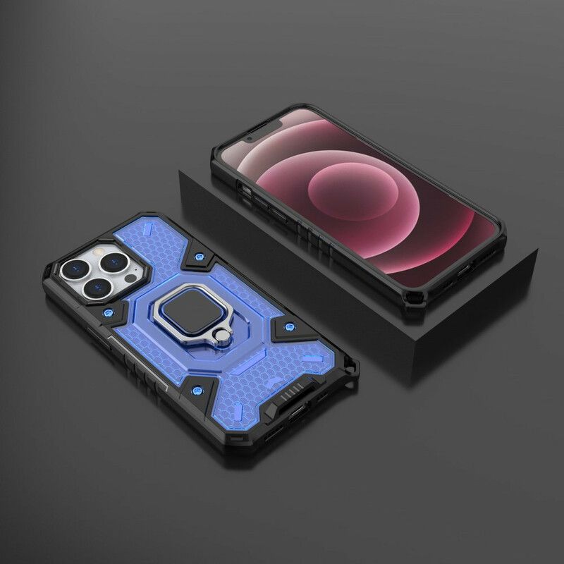 Hoesje iPhone 13 Pro Honingraat Met Ring Bescherming Hoesje