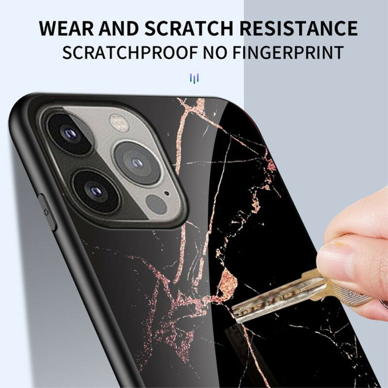 Hoesje iPhone 13 Pro Marmerkleuren Gehard Glas