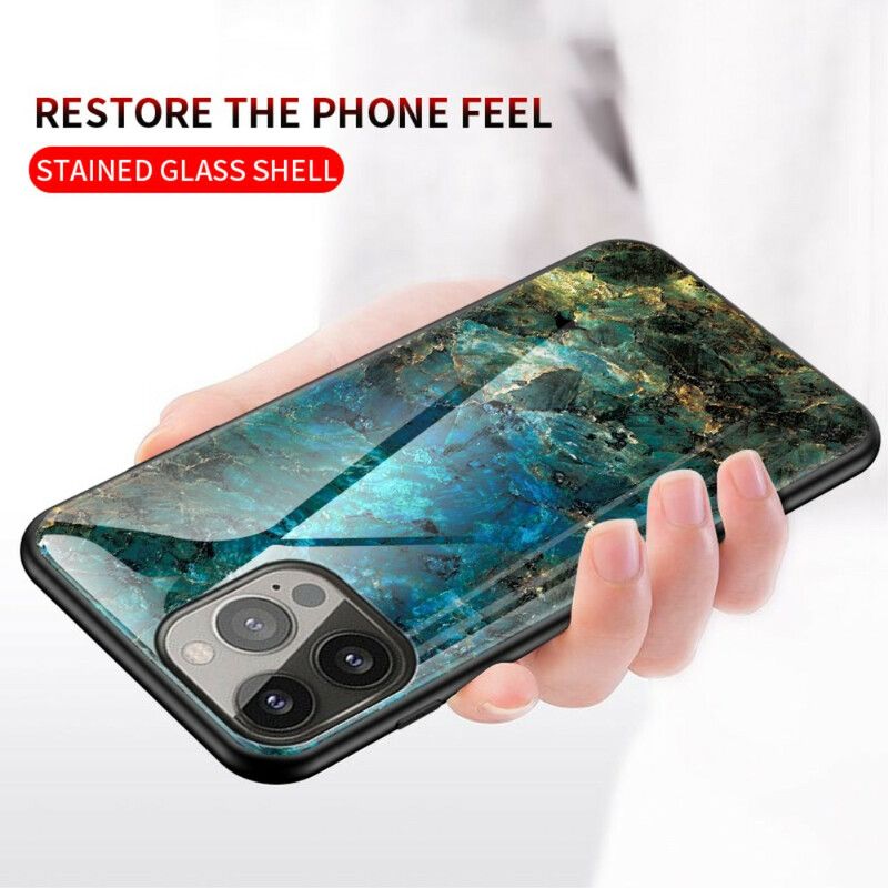 Hoesje iPhone 13 Pro Marmerkleuren Gehard Glas