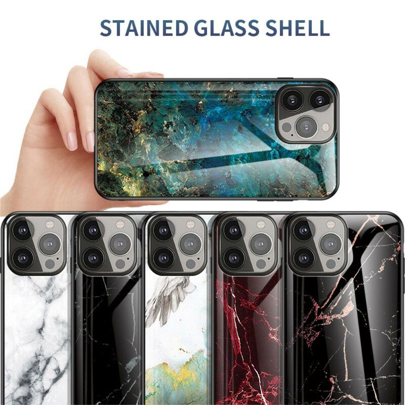 Hoesje iPhone 13 Pro Marmerkleuren Gehard Glas