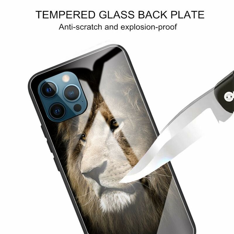 Hoesje Voor iPhone 13 Pro Leeuwenkop Van Gehard Glas