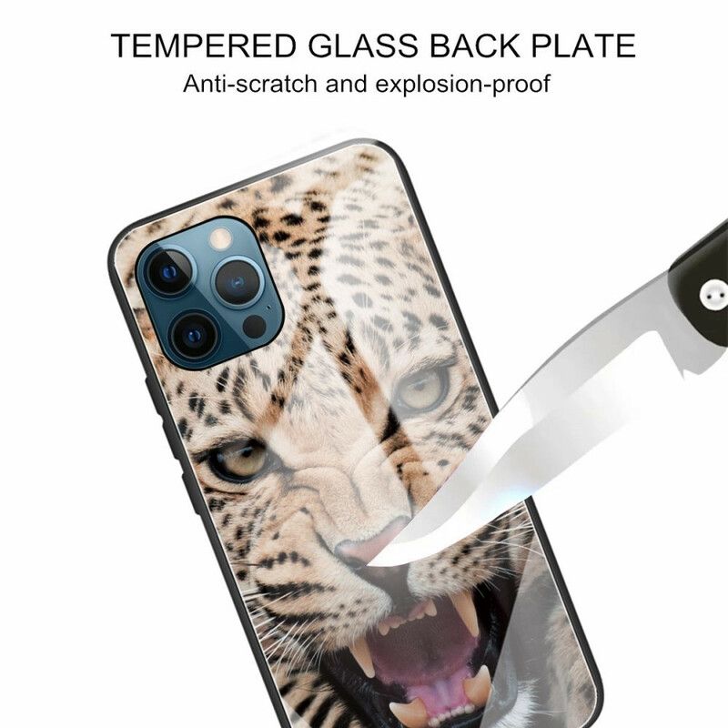 Hoesje Voor iPhone 13 Pro Leopard Gehard Glas
