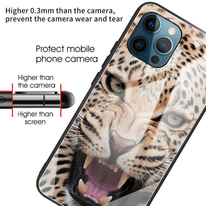 Hoesje Voor iPhone 13 Pro Leopard Gehard Glas