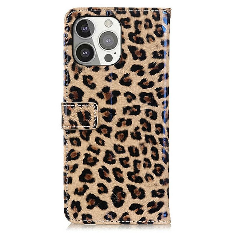 Leren Hoesje iPhone 13 Pro Luipaard Bescherming Hoesje