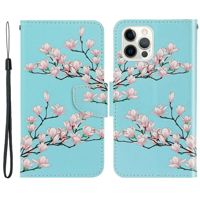 Leren Hoesje iPhone 13 Pro Struik Met Bandjes Bescherming Hoesje