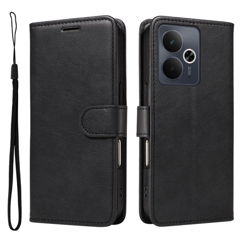 Flip Case Leren Realme 14 5g Effen Leerlook Met Riem