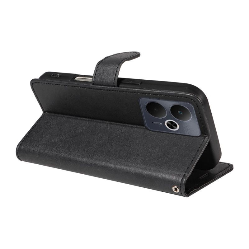 Flip Case Leren Realme 14 5g Effen Leerlook Met Riem